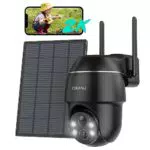 COOAU Überwachungskamera Außen Solar Akku - 2K PTZ WLAN IP Kamera mit Bewegungsmelder