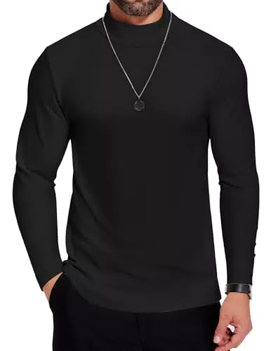 COOFANDY Rollkragenpullover Herren Langarmshirt Casual Basic Sweater