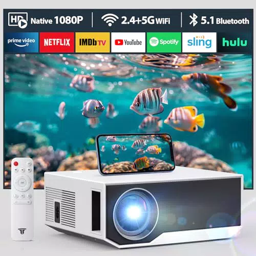 CoolEeve Beamer 2024 - 20000 Lumen Full HD, 4K Support, 5G WiFi, Heimkino Projektor