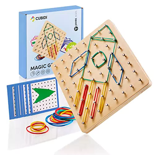 CUBIDI® Montessori Holzpuzzle Geoboard – Lernspielzeug für kreatives Denken ab 3 Jahren