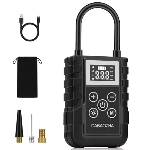 DABAOZHA Mini Elektrische Luftpumpe 150 Psi mit 6000mAh Akku für Auto und Fahrrad