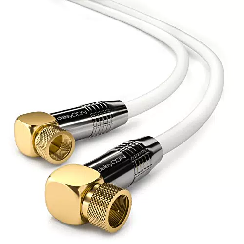 deleyCON SAT Antennenkabel 20m HDTV Koaxialkabel F-Stecker 90° Grad