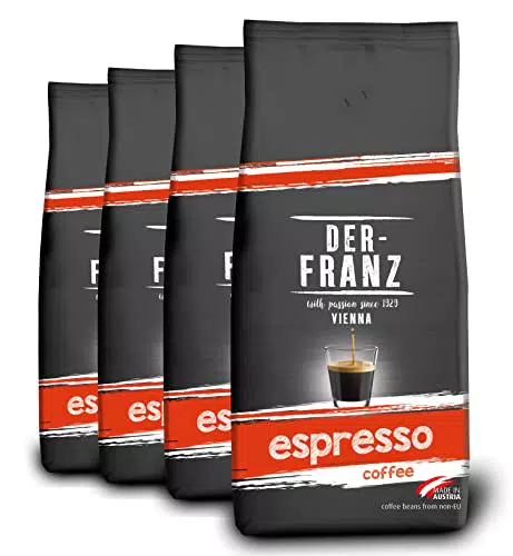Der Franz Espresso Kaffee, Intensität 5/5, Arabica und Robusta, ganze Bohne