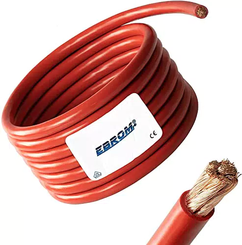 EBROM Batteriekabel H07V-K 16 mm² - 99,9% OFC Kupfer, 3 Meter Länge