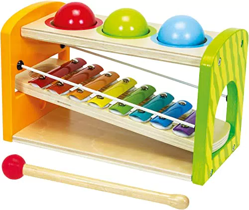 Eichhorn Xylophon Klopfbank mit Klöppel und Noten, aus Birkenholz