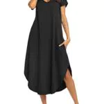 Ekouaer Damen Nachthemd Kurzarm Schlafshirt Baumwolle Bequemes Schlafkleid