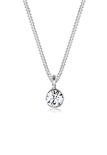 Elli Halskette Solitär mit Kristall aus 925 Sterling Silber für Damen