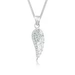 Elli Halskette mit Flügel-Anhänger und Kristallen aus 925 Sterling Silber