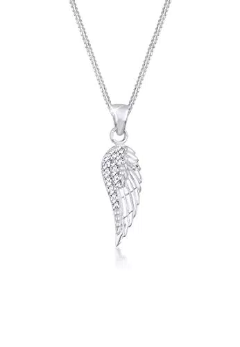 Elli Halskette mit Flügel-Anhänger und Kristallen aus 925 Sterling Silber
