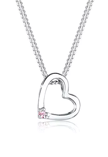 Herzanhänger Halskette aus 925er Sterling Silber mit Kristall - Elli