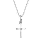 Elli Kreuz Anhänger Halskette mit Sterngravur aus 925 Sterling Silber