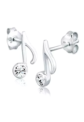 Elli Ohrstecker Musiknote mit Kristall aus 925 Sterling Silber