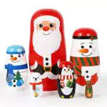 EXCEART Matryoshka Puppe aus Holz mit Santa Claus, Elch und Schneemann für Kinder