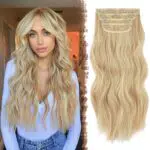 FESHFEN Clip-in Haarverlängerungen, 50 cm, gewellte Synthetik Extensions für Frauen