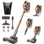 Fieety Kabelloser Akku Staubsauger 550W mit LED-Anzeige und Anti-Tangle-Bürste