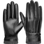 FORVEVO Herren Handschuhe - PU-Leder, Fleece gefüttert, winddicht, Touchscreen