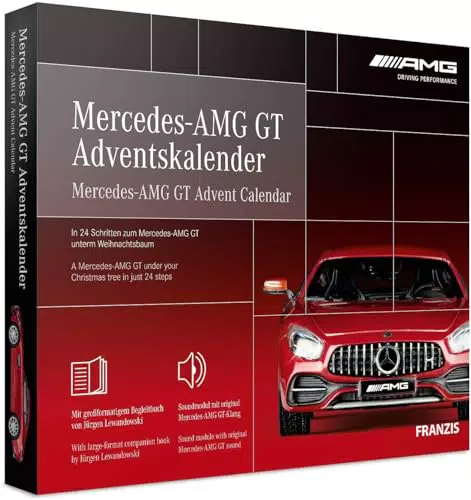 FRANZIS Mercedes-AMG GT Adventskalender Metall Modellbausatz 1:43 mit Soundmodul