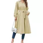 GRACE KARIN Damen A-Linien Midi-Kleid mit Taschen und langen Ärmeln