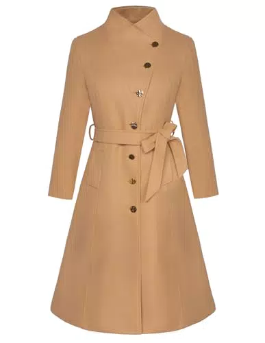 GRACE KARIN Damen-Wintermantel mit Stehkragen und Doppeltaschen