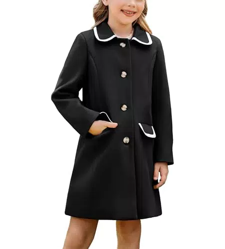 Grace Karin Mädchen Wintermantel Langarm Trenchcoat mit Revers Duffle Jacke