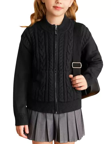 Grace Karin Winter Cardigan für Mädchen mit Reißverschluss, Langarm Strickjacke
