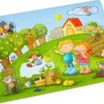 HABA Greifpuzzle Obstgarten - Holzspielzeug mit Naturmotiven für Kinder ab 12 Monaten