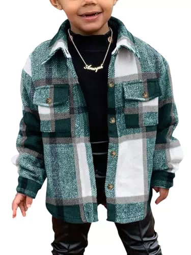 Haloumoning Kinder Langarm Karierte Jacke Herbst Winter Casual Mantel