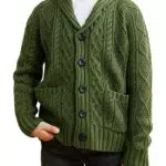 Haloumoning Jungen Strickjacke Schalkragen Cardigan Grobstrick Zopfmuster