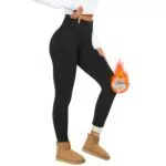 HIPOWER Thermo Leggings Gefüttert Damen Winter Verdickte Thermoleggins Warm Plüsch Fleece Leggins High Waist Blickdicht Thermostrumpfhose für Outdoor Freizeit（Schwarz