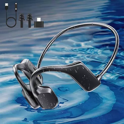 HONGNIX Knochenschall Kopfhörer Bluetooth 5.3, wasserdicht IP68 für Schwimmen und Sport