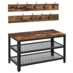 HOOBRO Garderobe Schuhbank Set, Garderobenständer mit Sitzfläche, Industriestil