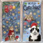Horaldaily Weihnachtsfenster Aufkleber - Glocken, Kugeln und Katzen Dekoration