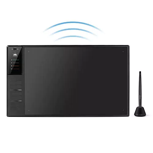 HUION WH1409 V2 Batteriefreies Grafiktablett im Wire & Wireless-Modus mit 8192 Druckempfindlichkeitsniveaus 12 Express-Tasten kombiniert mit Tilt-Funktion