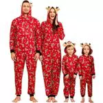 IFFEI Weihnachtspyjama für die Familie mit Schnee- und Rentier-Aufdruck