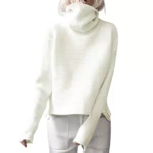 Imily Bela Damen Rollkragenpullover Langarm Casual Grobstrick Winter Sweater