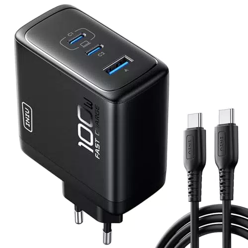 INIU 100W USB C Ladegerät - GaN Schnellladegerät mit 3 Ports für MacBook und iPhone