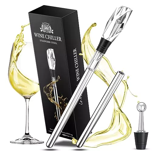INOMO Weinkühlstab mit Ausgießer – Perfektes Geschenk für Männer und Frauen
