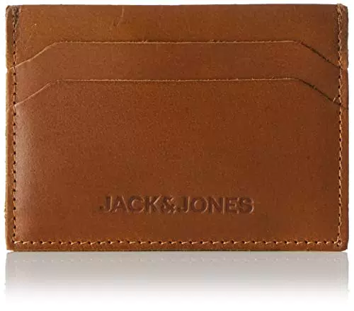 Jack & Jones Men's JACSIDE Leather Cardholder, Cognac