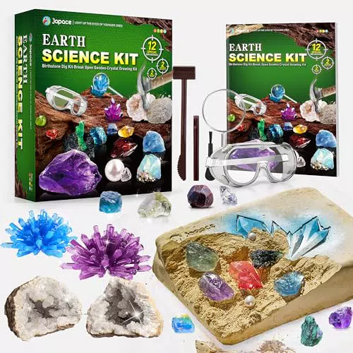 Japace Ausgrabungsset für Kinder – STEM Spielzeug zum Ausgraben von Edelsteinen und Kristallen