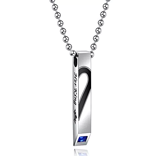 JewelryWe Unisex Freundschaftsketten mit kostenloser Gravur, Partner-Anhänger Halskette