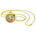 JewelryWe Vintage Taschenuhr mit Schmetterling-Analoguhr und Halskettenanhänger