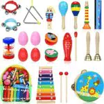Jojoin Musikinstrumente für Kinder - Holzspielzeug Trommel und Xylophon