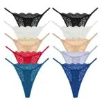 Damen Unterwäsche Set aus Baumwolle und Spitze - Sexy String Tanga Pack