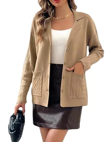 Kate Kasin Damen Einfarbig Lässiger Herbstmantel mit langen Ärmeln Strickjacke