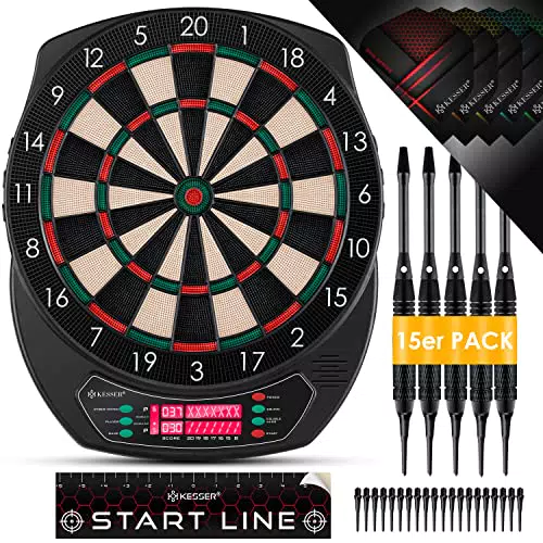 KESSER Elektronische Dartscheibe Profi Set für 1 bis 8 Spieler