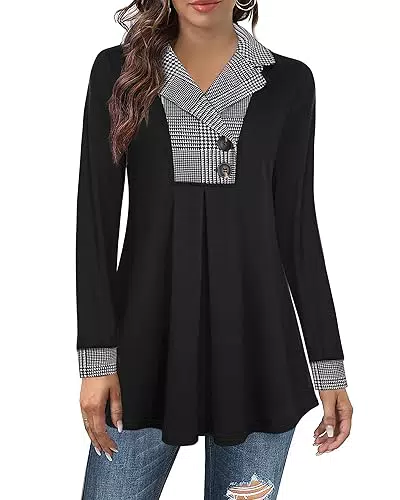 Damen Langarm Pullover V-Ausschnitt – Elegante Tunika für den Winter