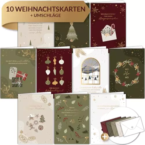 LEBENSKOMPASS® Weihnachtskarten Set – Stilvolle Weihnachtskarten mit Umschlägen
