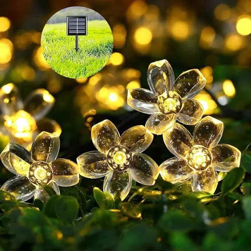 Lecone Solar Lichterkette Außen – Blumen LED für Garten und Weihnachtsdeko