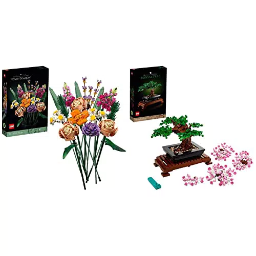 LEGO 10280 Icons Blumenstrauß, Kunstpflanzen für Erwachsene & 10314 Icons Trockenblumengesteck Set