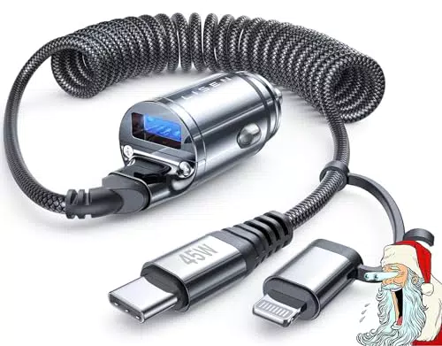 LISEN 90W USB Zigarettenanzünder Adapter für Auto mit 2-in-1-Kabel